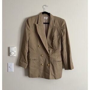 Vintage Y2K Talbots 12 Large Blazer Tan Gold Button Preppy Professional Academia